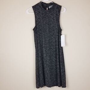 Almost Famous Black Marled Sleeveless Mock Neck Dress